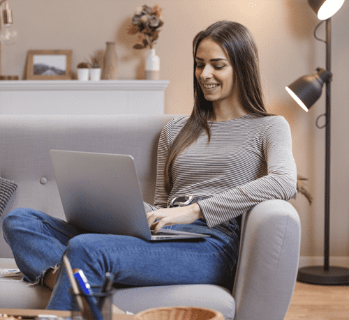 Illustration showing a person working on a laptop representing digital collaboration and online activities